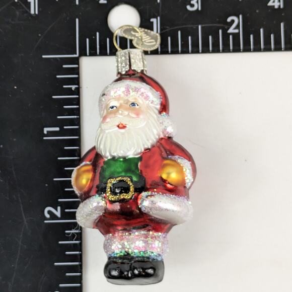 Handblown Glass Old World Christmas Santa Ornament 2.75″ Hand‑Painted Glitter - Picture 4 of 4
